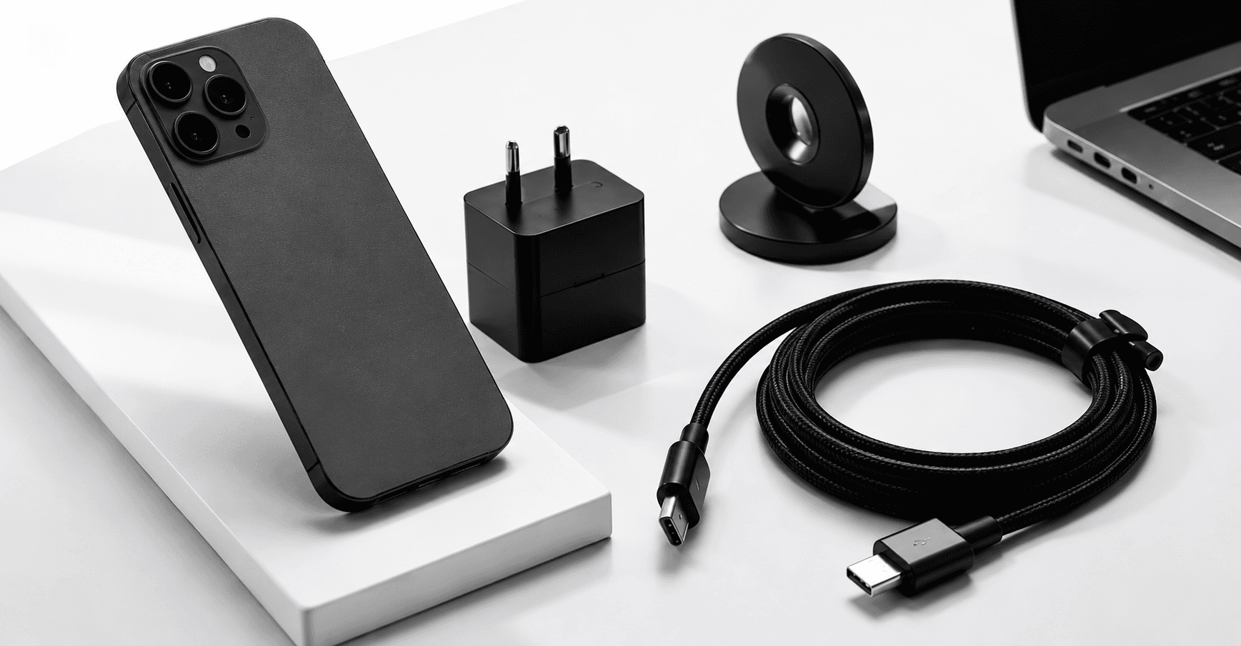 Mobile accessories flat lay