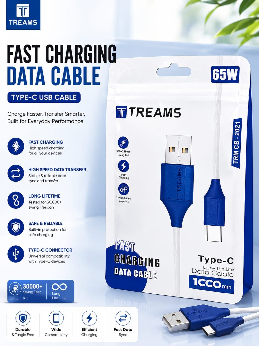 65W Type-C Fast Charging Data Cable